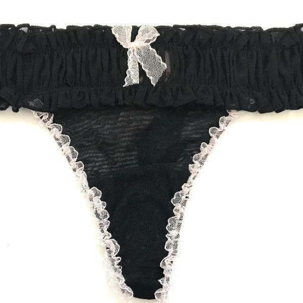 SEXY DREAM ANGELS DOT MESHT HONG PANTY--BLACK--M/M
